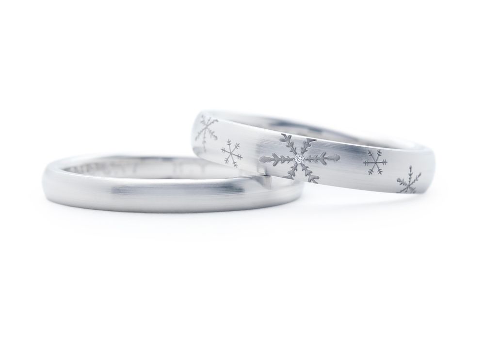 雪の結晶の手作り結婚指輪 Youhei&Miyuki