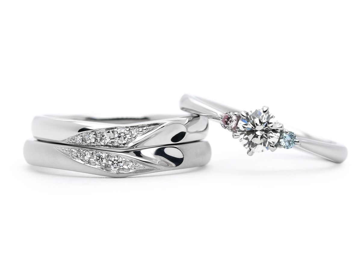 結婚指輪と婚約指輪セットリング手作りV字hamriハムリ