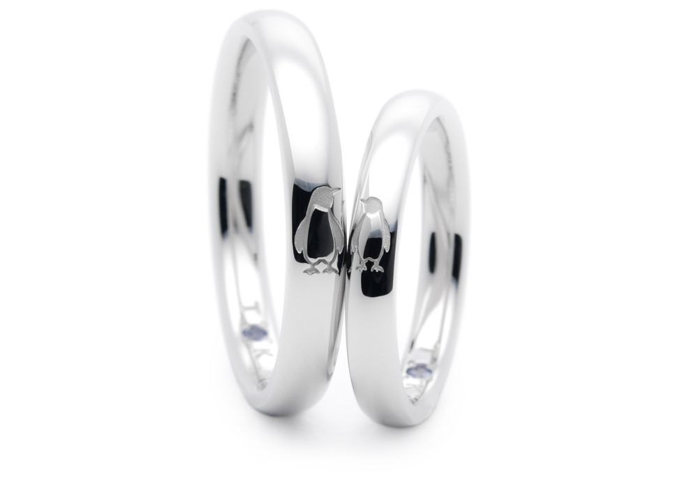シンプルなペンギンのオーダーメイド結婚指輪 Takato&Kyouka