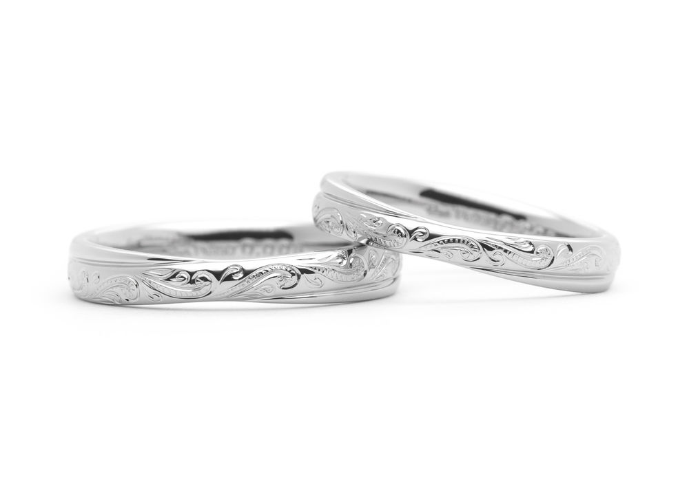 ラインと秘密のマークが入った手作り結婚指輪 Kouta&Akiko