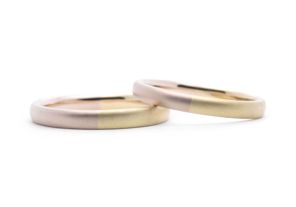 結婚指輪手作りライムゴールドローズゴールドホーニング加工Hamriハムリ