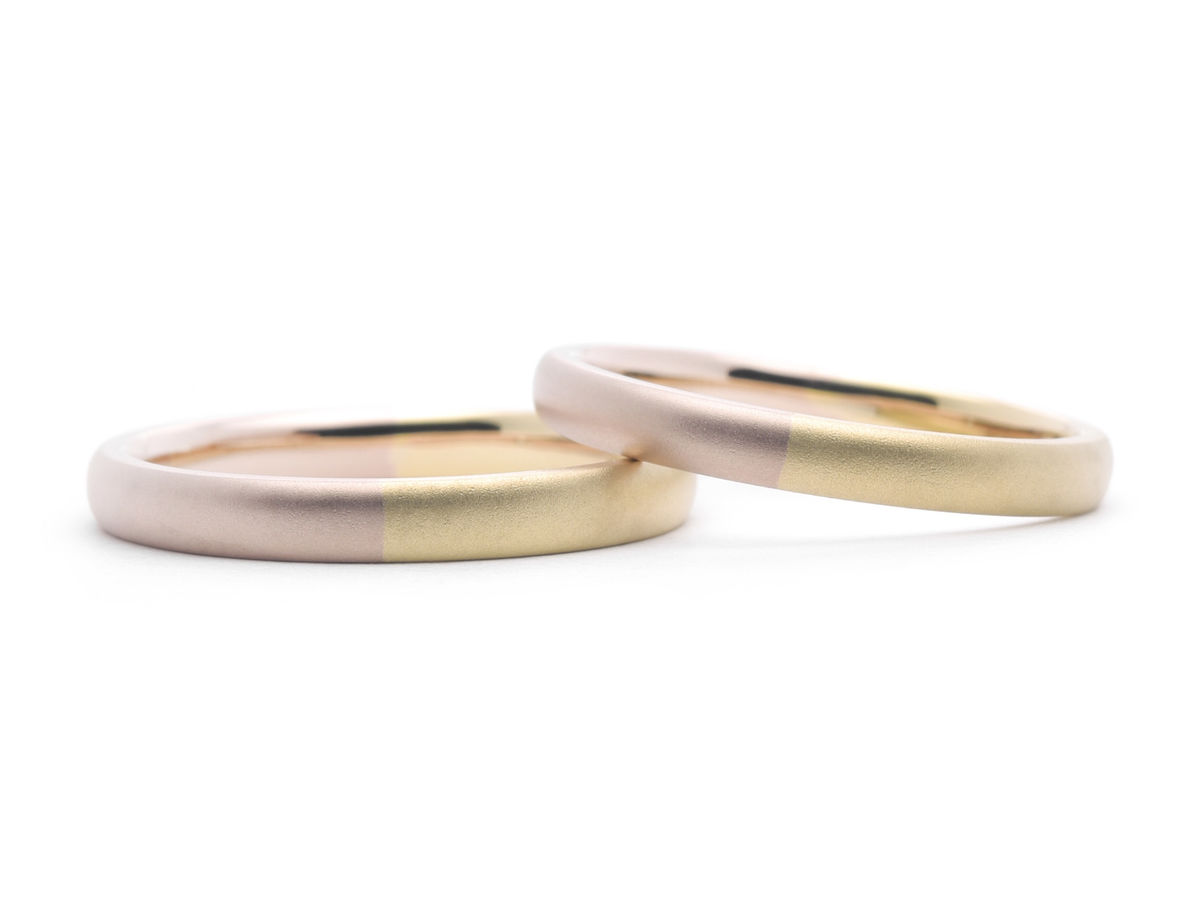 結婚指輪手作りライムゴールドローズゴールドホーニング加工Hamriハムリ