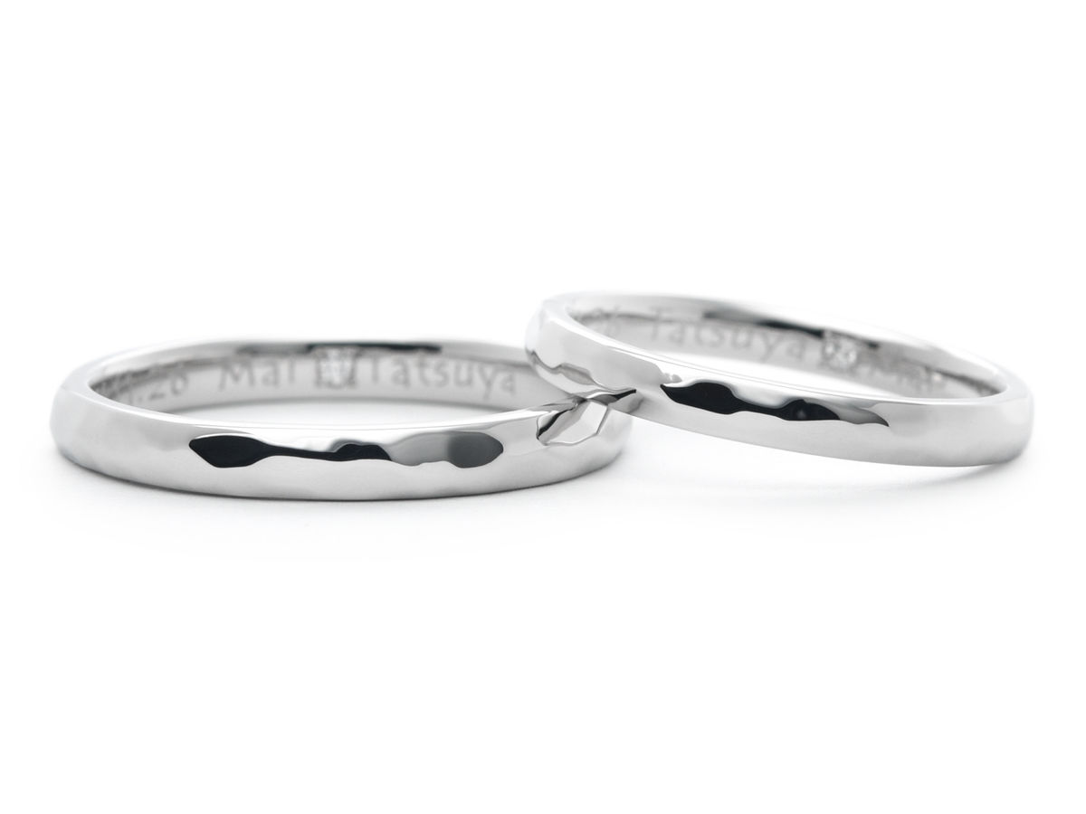 結婚指輪手作りプラチナハンマー加工シンプルHamriハムリ