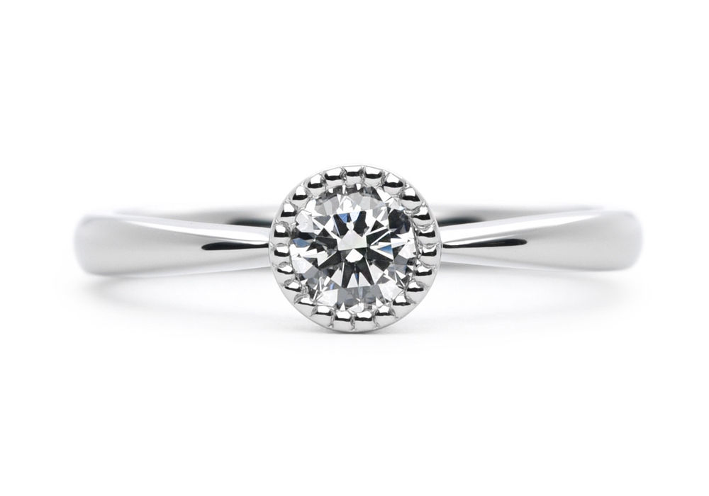 覆輪留めのダイヤをミルで囲んだ手作り婚約指輪 埼玉 Yuuki to