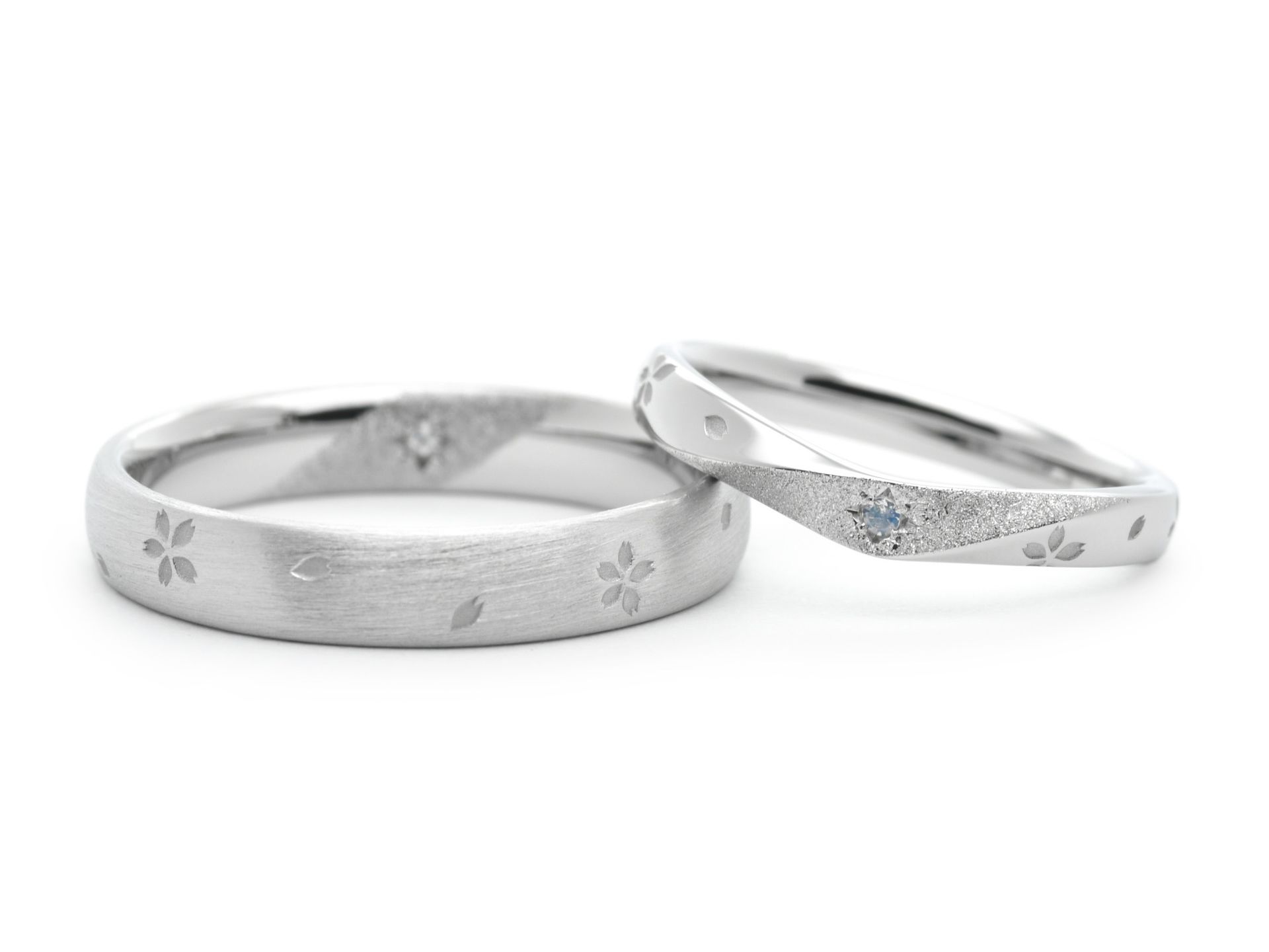 全面に舞う桜のオーダーメイド結婚指輪 Chris&Kim