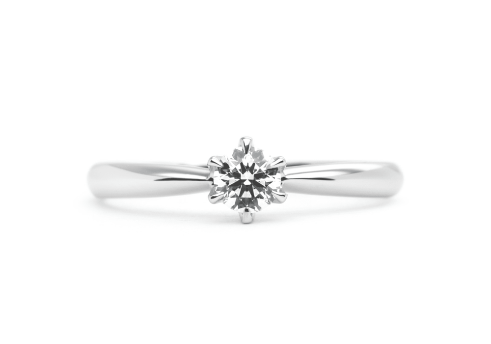 プラチナの細身のソリティアの手作り婚約指輪 Takuma to mana