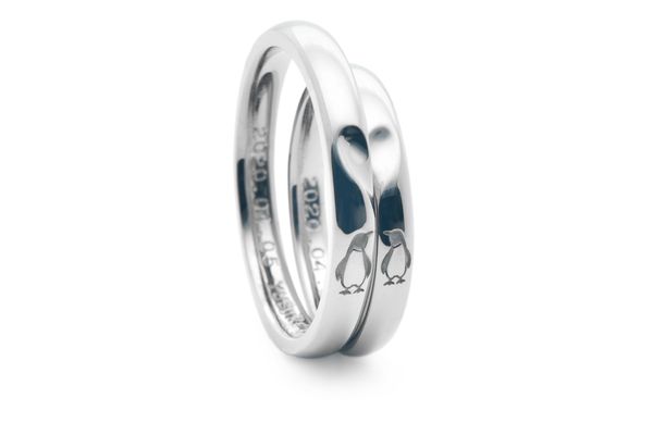 ペンギンとハートの手作り結婚指輪