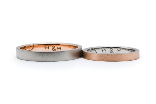 プラチナ×ピンクゴールドで作る内外コンビネーションの手作り結婚指輪