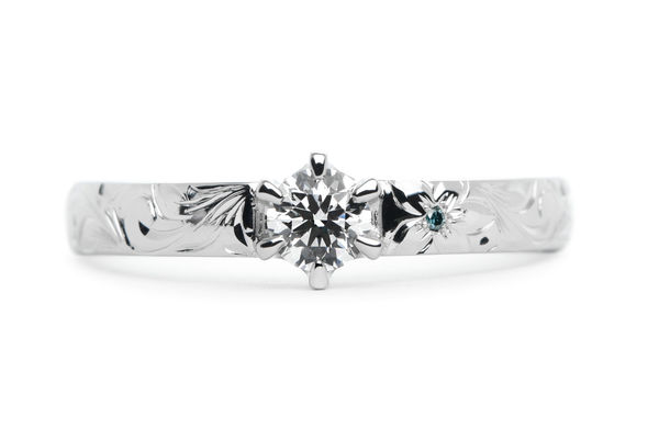 スクロールリーフ柄のオーダーメイド婚約指輪