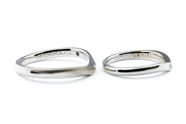 プラチナとシャンパンゴールドのオーダーメイド結婚指輪