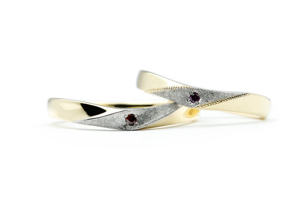 ライムゴールドとプラチナのオシャレなオーダーメイド結婚指輪