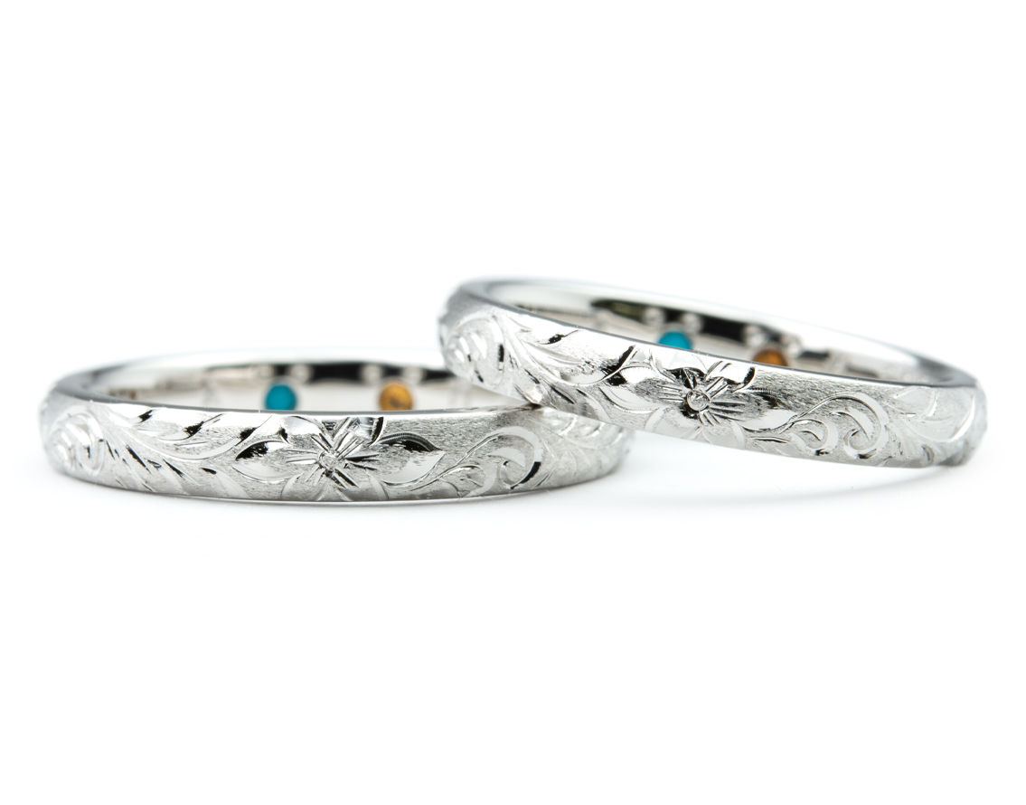 キャラクターのモチーフハワイアン手作り結婚指輪