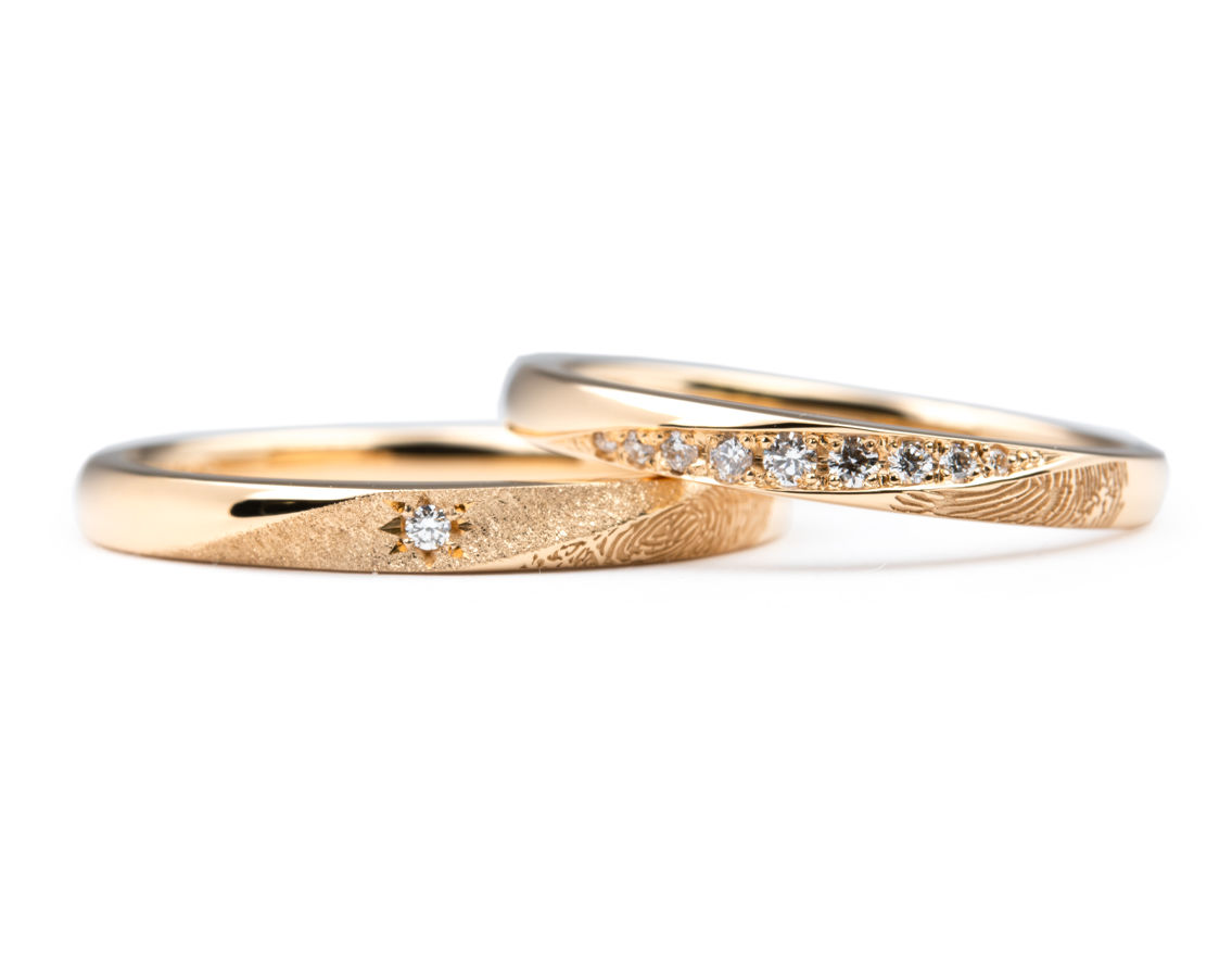 指紋をデザインに入れた手作り結婚指輪