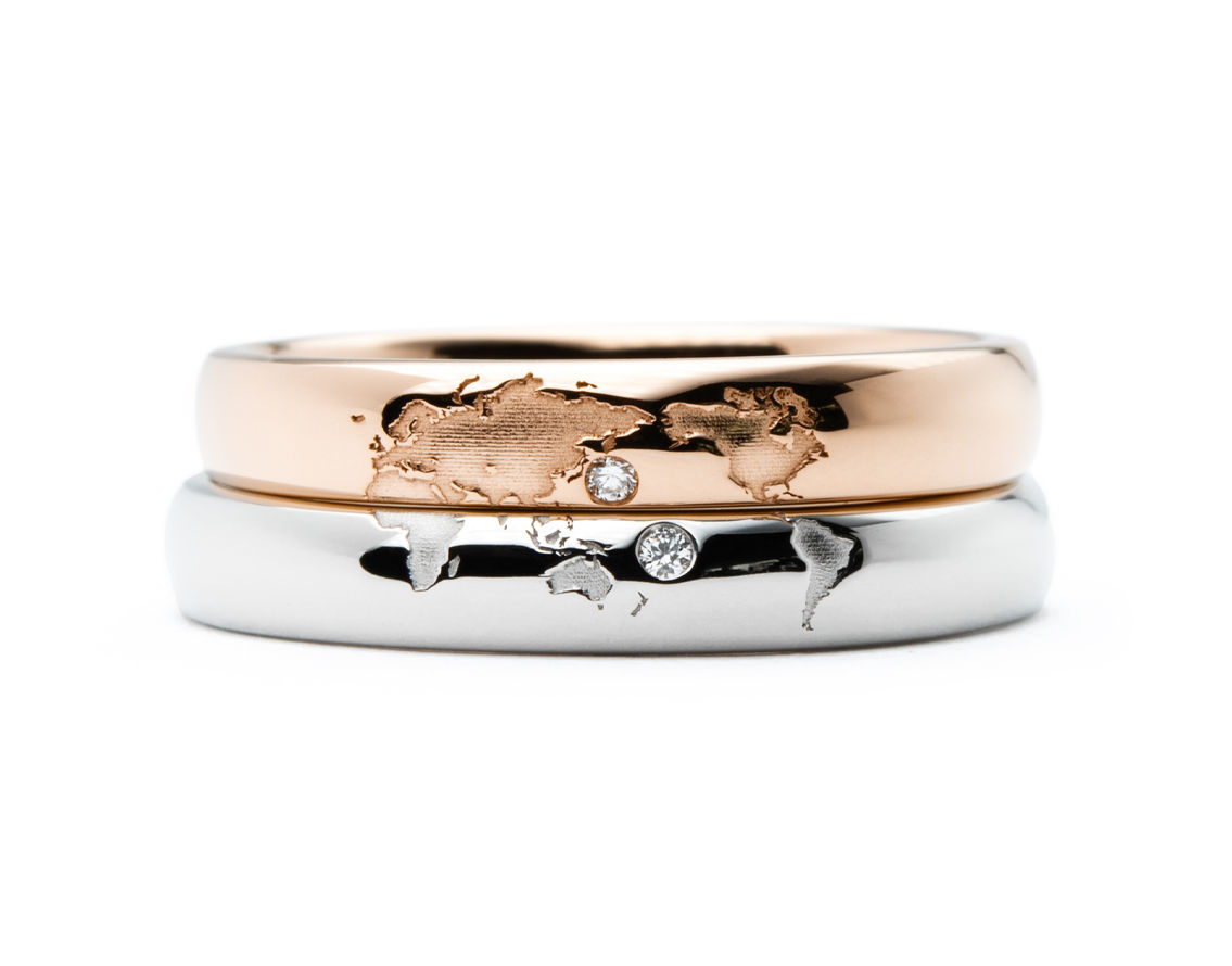 重ねると世界地図になるオーダーメイド結婚指輪