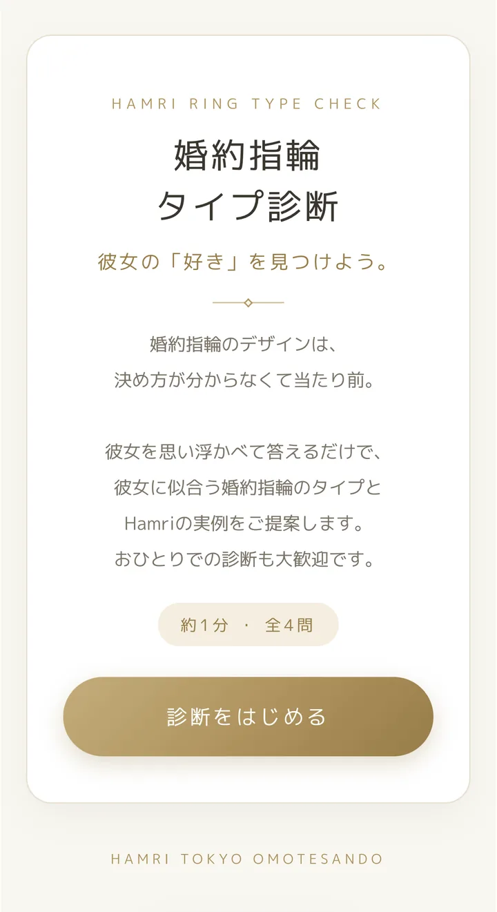 婚約指輪タイプ診断のスタート画面
