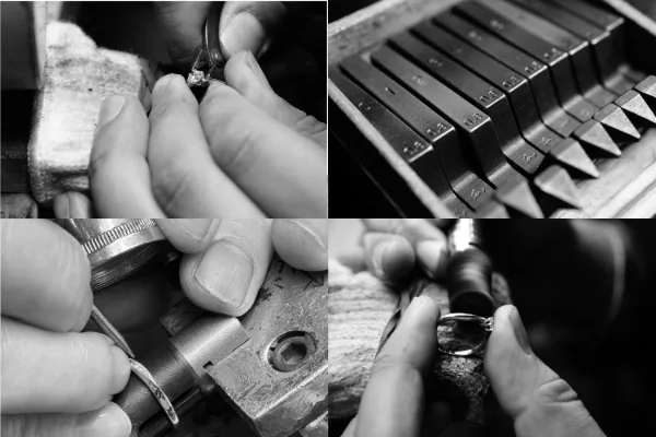 熟練の職人による指輪の仕上げ作業