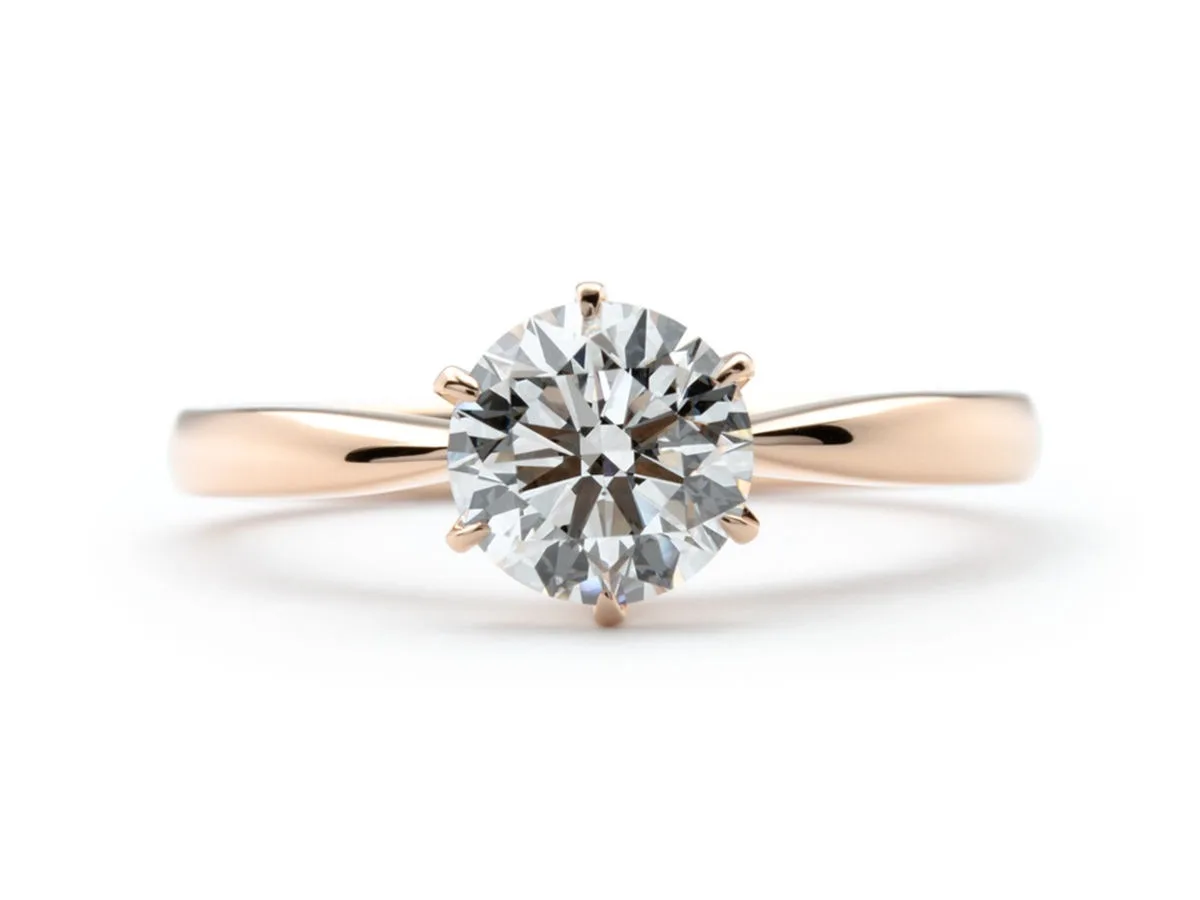 0.96ctのダイヤモンドが美しく輝くピンクゴールドの手作り結婚指輪