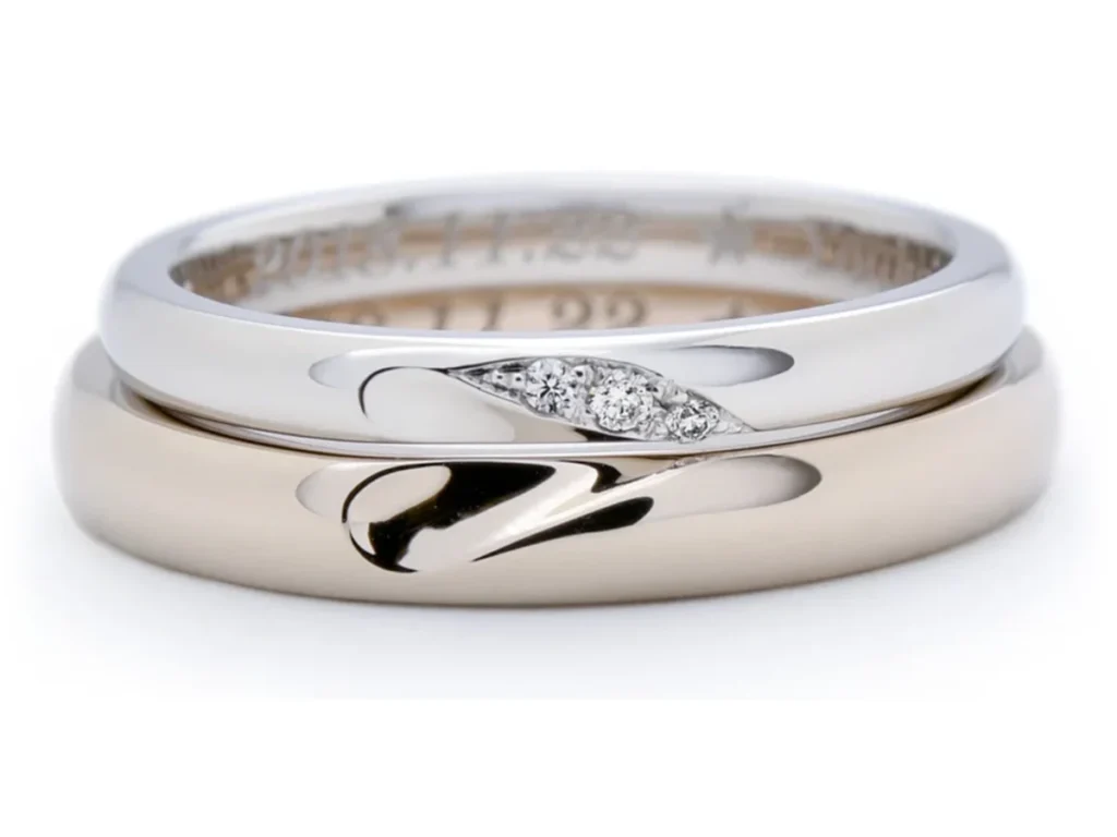 重ねるとハートマークが現れるの手作り結婚指輪 Y様&M様