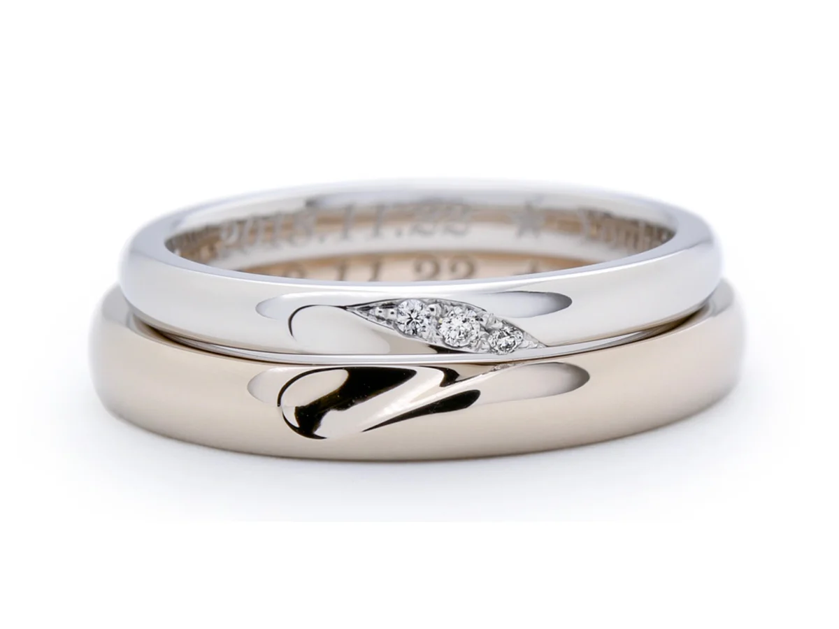 重ねるとハートマークが現れるの手作り結婚指輪 Y様&M様