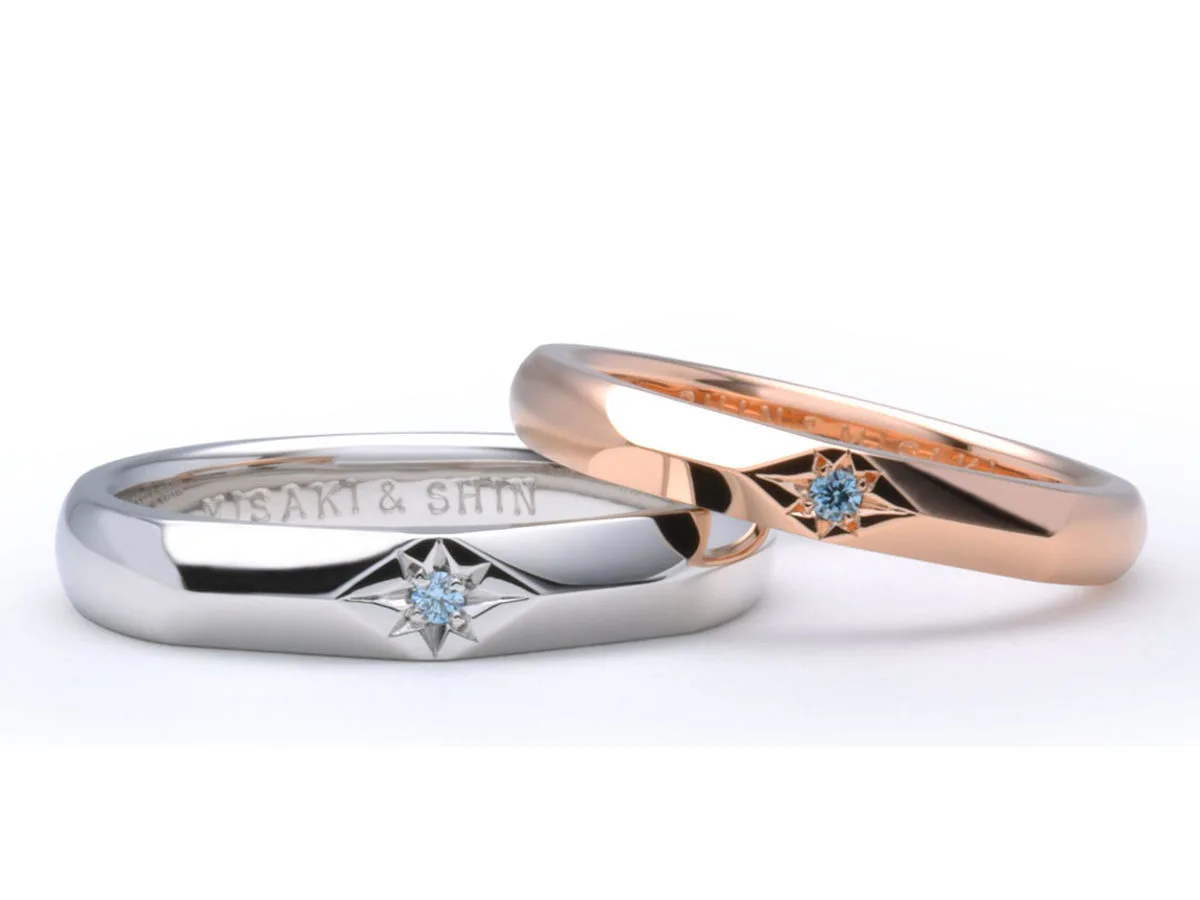 2wayで楽しめるファセットデザインの手作り結婚指輪 S様&M様