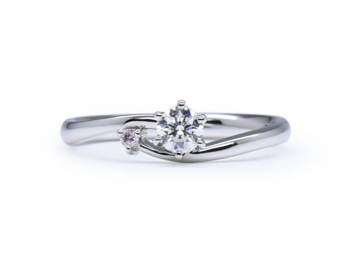 シンプルなワンサイドメレの婚約指輪とハートの手作り結婚指輪 Kenji&Miho様 2
