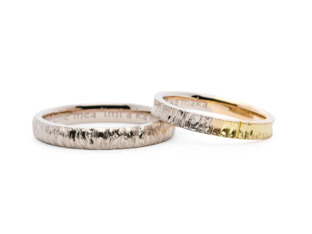 木の枝モチーフの縦ラインが入った手作り結婚指輪2020.09.04