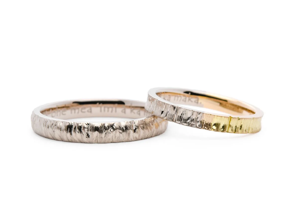 木の枝モチーフの縦ラインが入った手作り結婚指輪2020.09.04