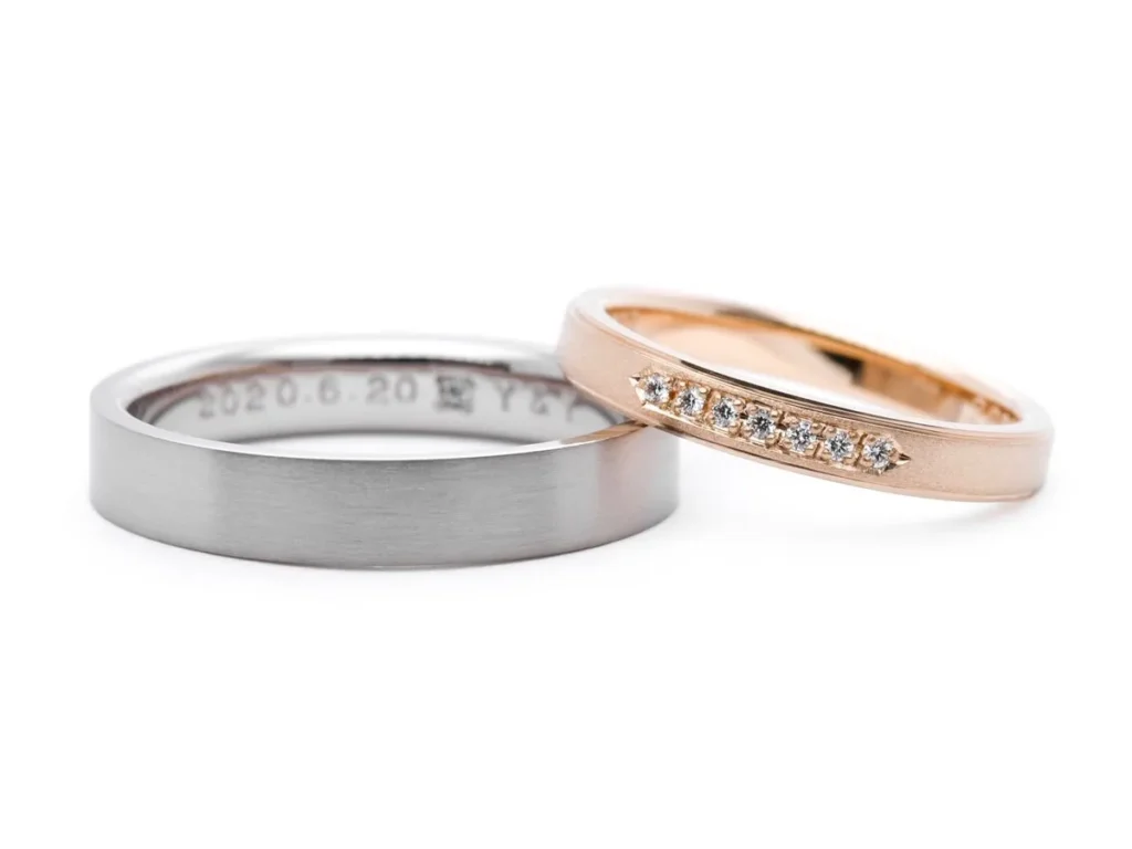 シンプルな平打ちにつや消し加工を施した手作り結婚指輪 T様ご夫婦 2020.05.09