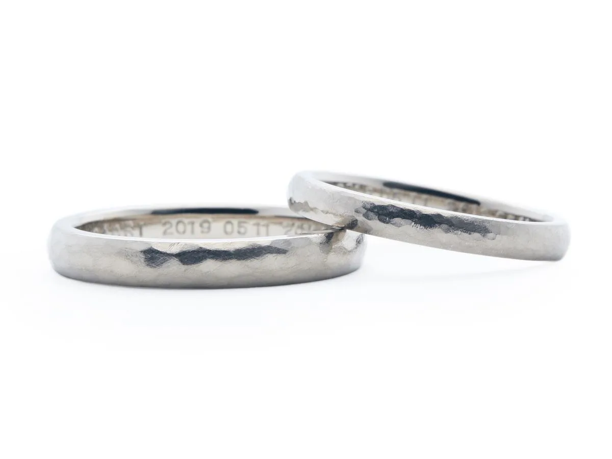 アンティークと粗めのハンマー加工の手作り結婚指輪2019.04.06