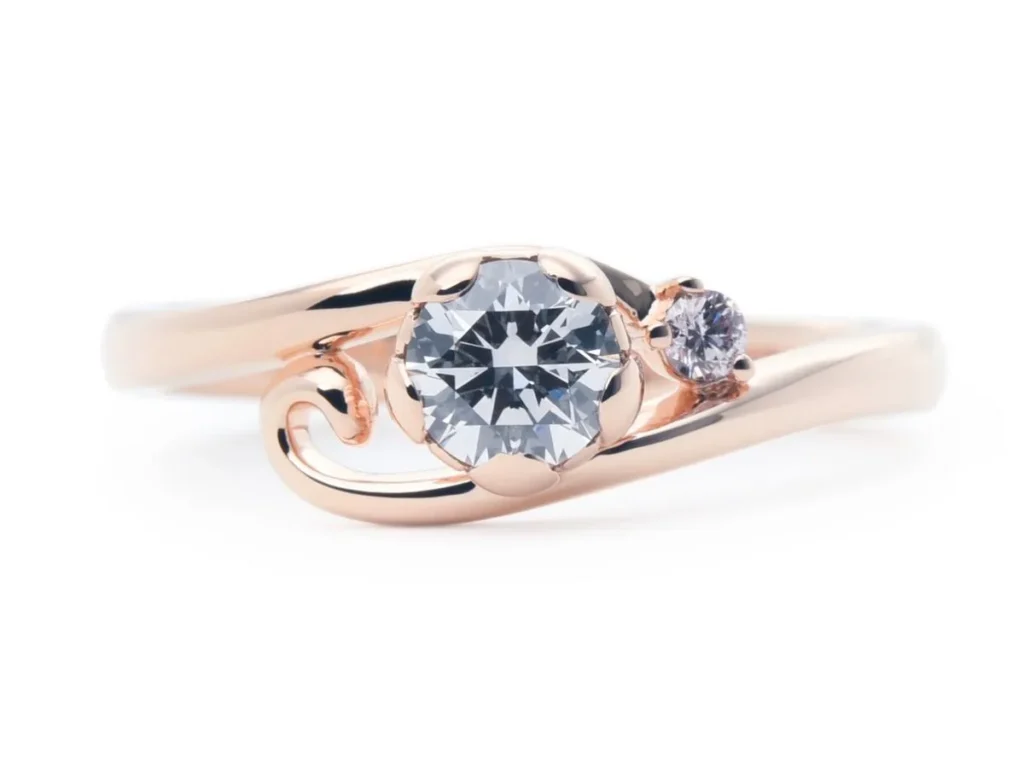 ウェーブがかかったお花モチーフの手作り婚約指輪 山梨 Hiromu to Norie 2019.05.20