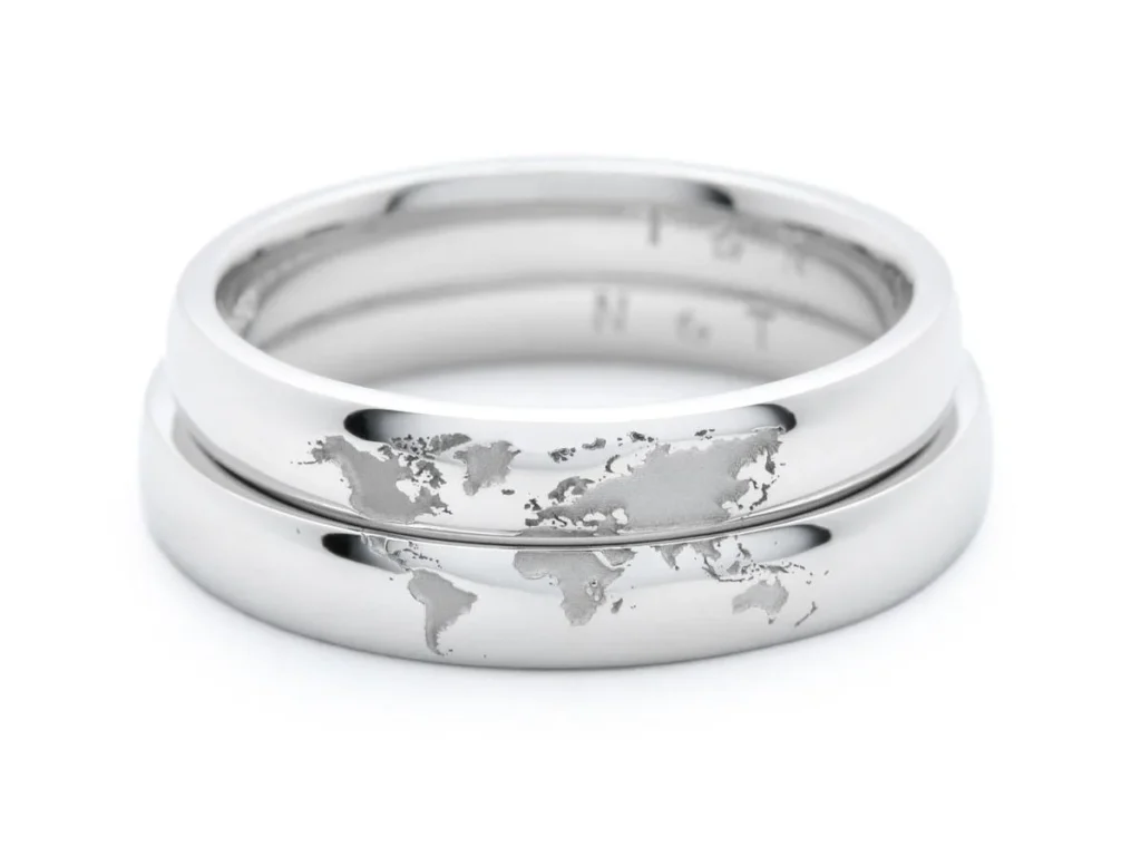 ヨーロッパ中心の世界地図をデザインした手作り結婚指輪2020.09.26