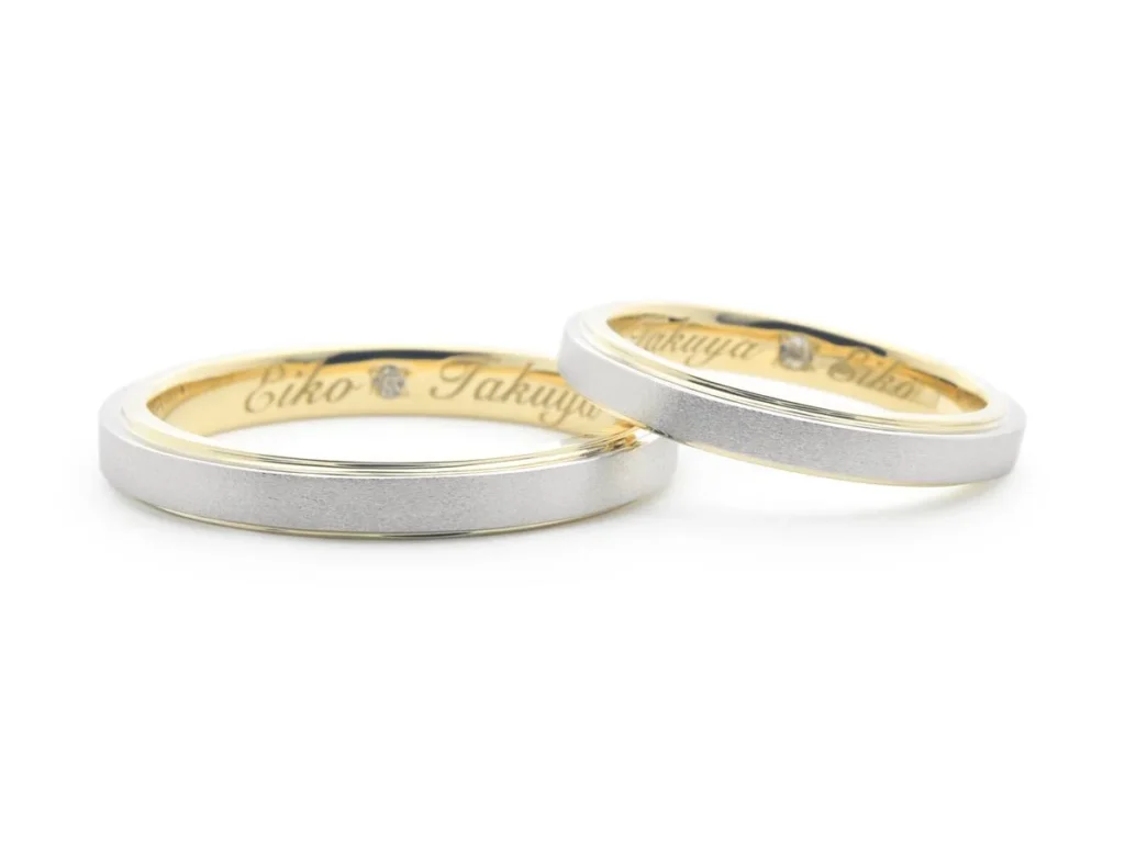 ゴールドとプラチナが重なっている手作り結婚指輪2019.12.19