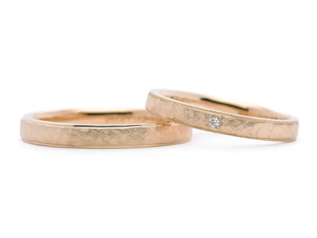アンティーク加工に縁取りが施された手作り結婚指輪 千葉 M様ご夫婦 2021.02.20