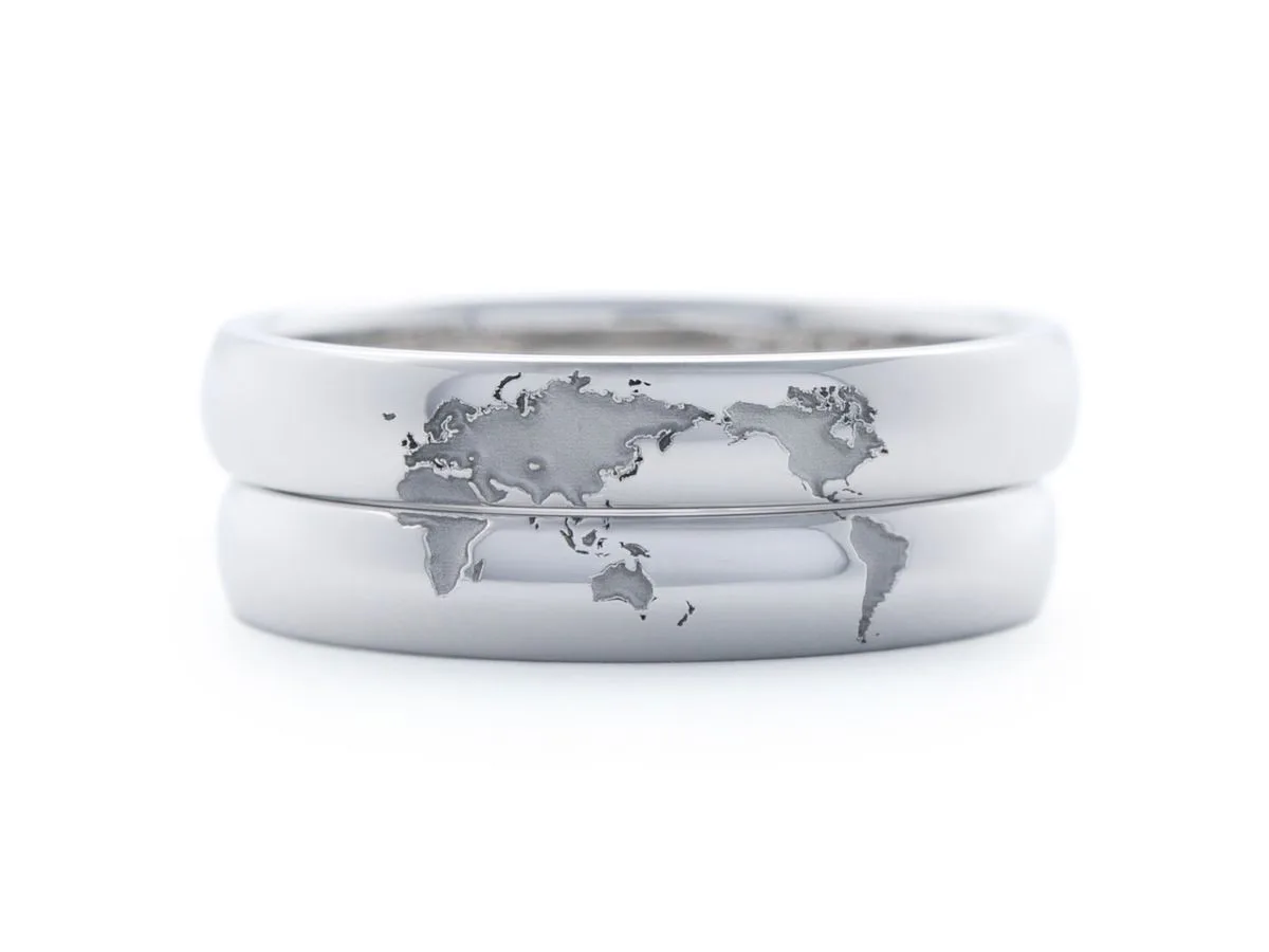世界地図の手作り結婚指輪Sorami＆Chihaya