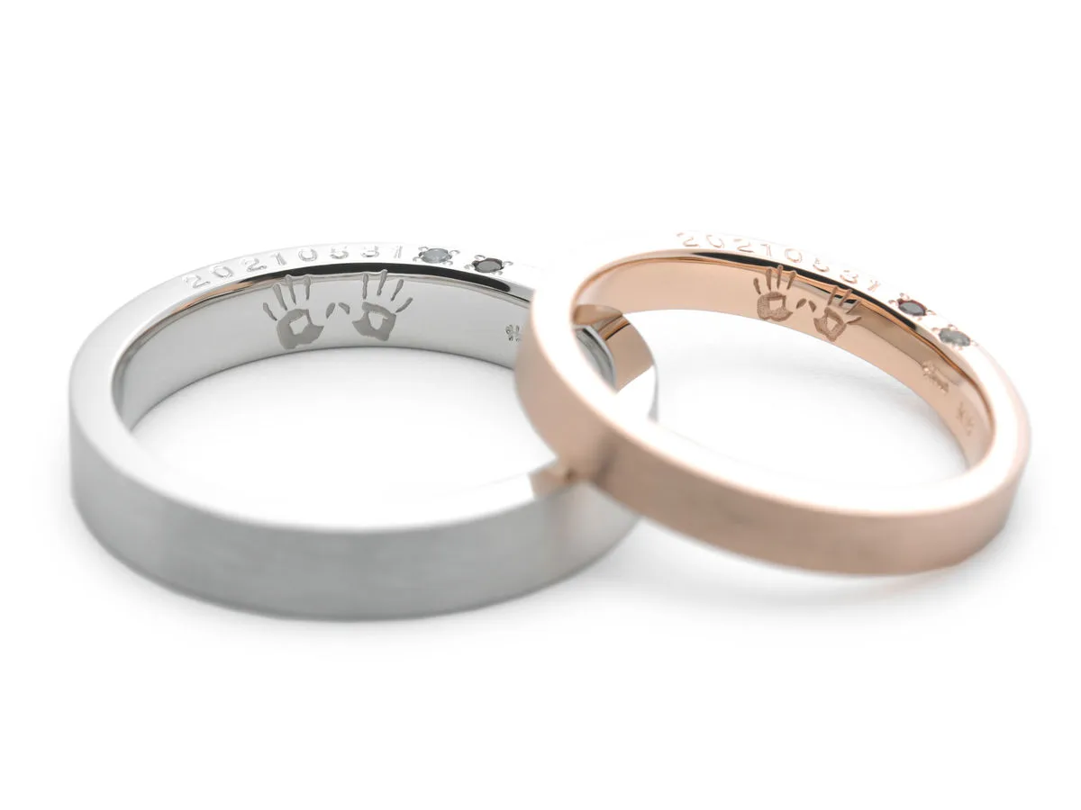 手型のレーザーが入ったマット加工が素敵な手作り結婚指輪2021.05.02 2