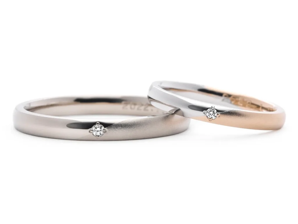 お好みのお素材とお揃いの加工を組み合わせた手作り結婚指輪2021.12.26