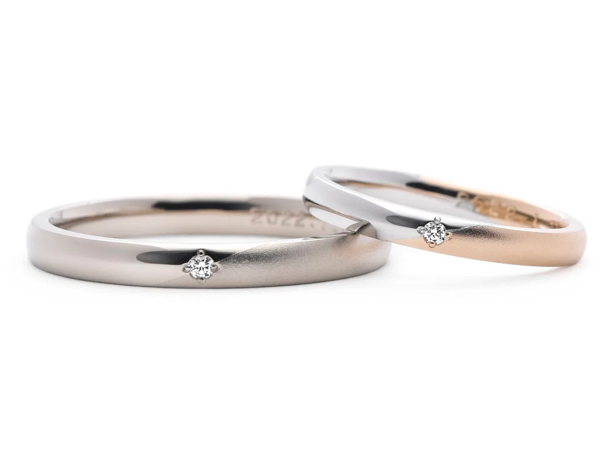 お好みのお素材とお揃いの加工を組み合わせた手作り結婚指輪2021.12.26
