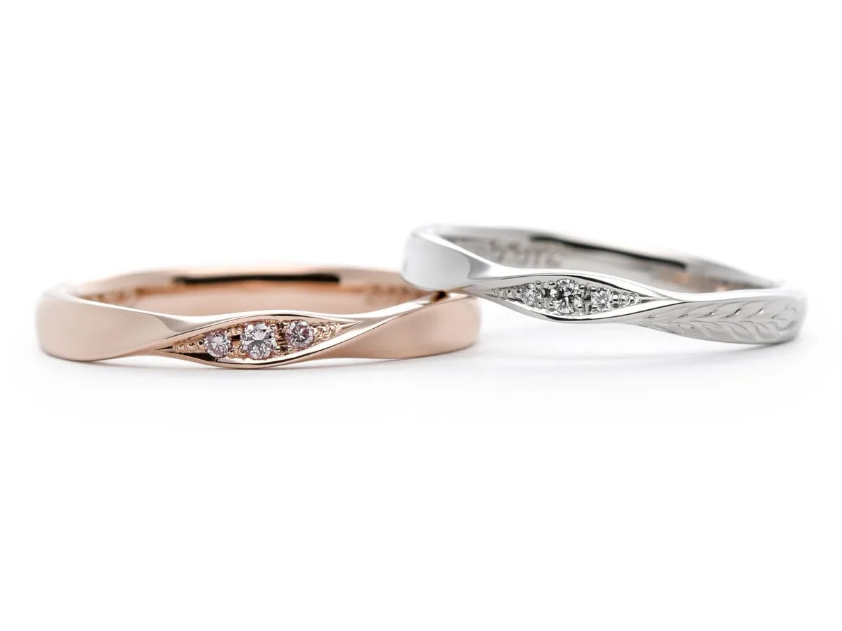くびれのあるふたひねりの手作り結婚指輪 東京 Keigo&Shiori 2022.09.03