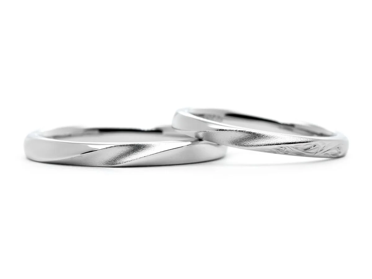ホーニング加工とハワイアン彫りを施したオーダーメイド結婚指輪2022.12.03