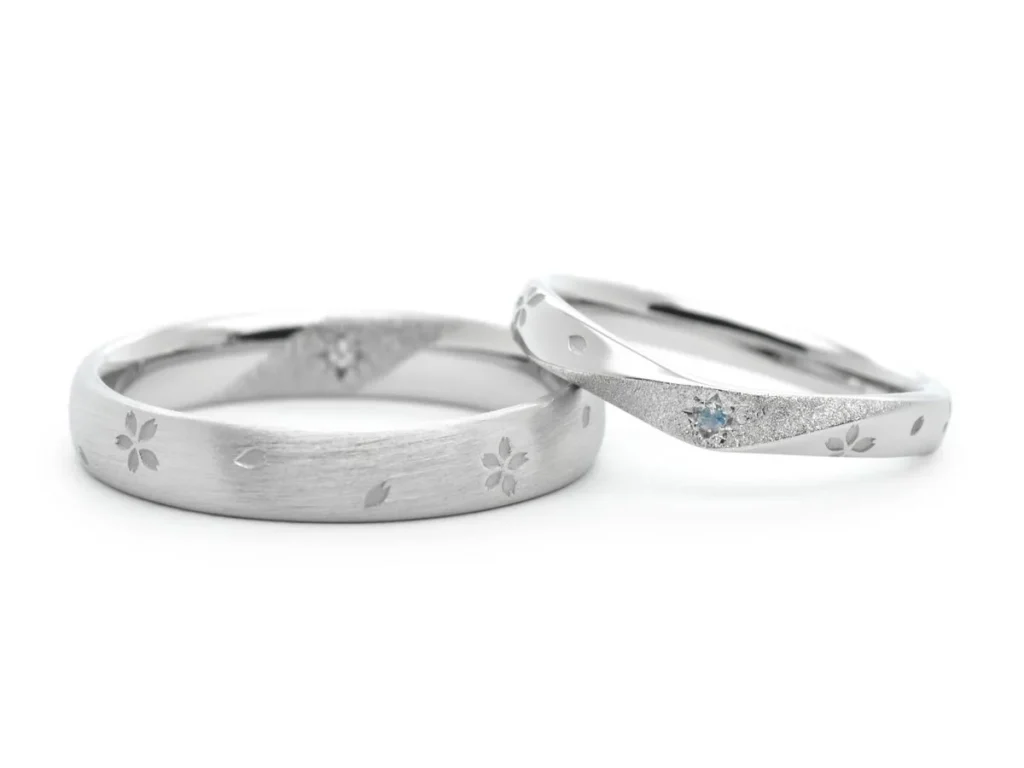 全面に舞う桜のオーダーメイド結婚指輪 アメリカ Chris&Kim 2022.11.05
