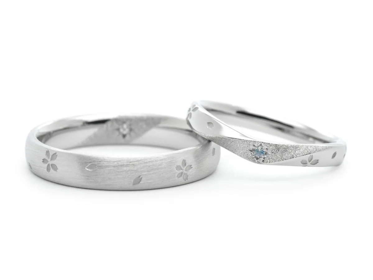 全面に舞う桜のオーダーメイド結婚指輪 アメリカ Chris&Kim 2022.11.05