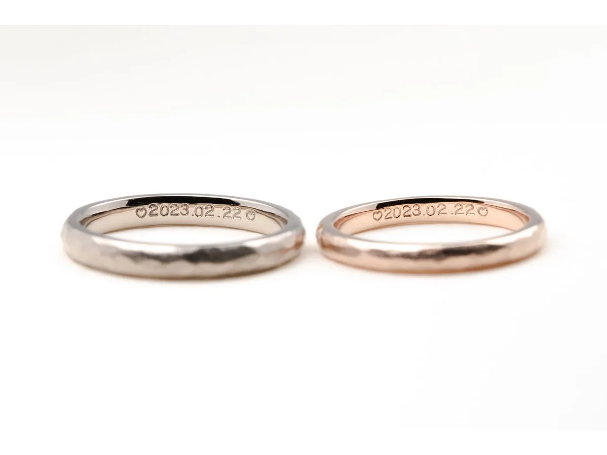 ゴールドでアンティーク加工の手作り結婚指輪2023.12.02 3