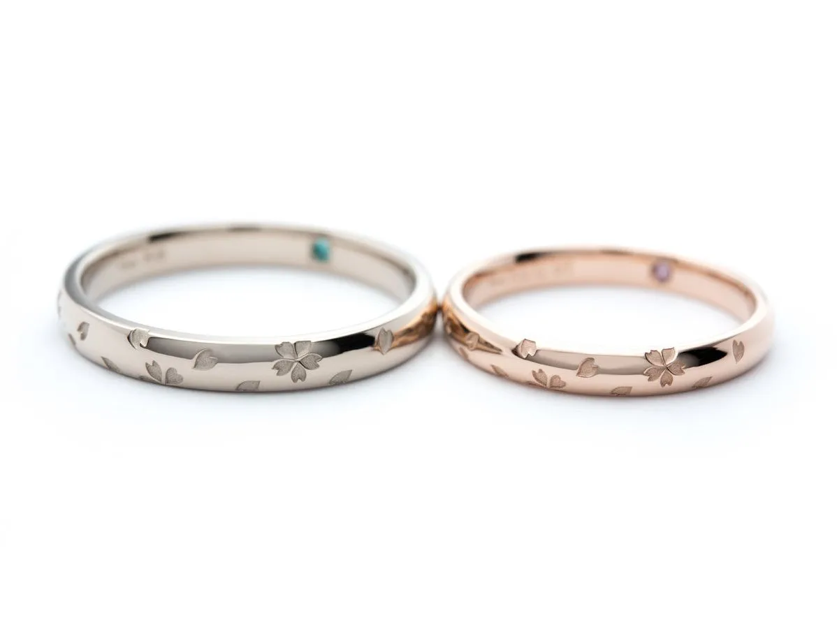 ハートの桜をレーザーで散りばめた結婚指輪 (2024052519931008) 2