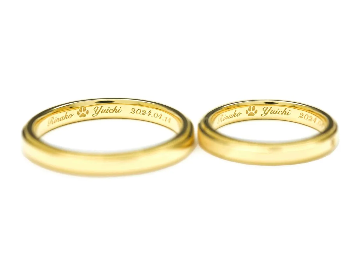 ミル打ち加工を加えたイエローゴールドの結婚指輪 (2024041419921114) 4