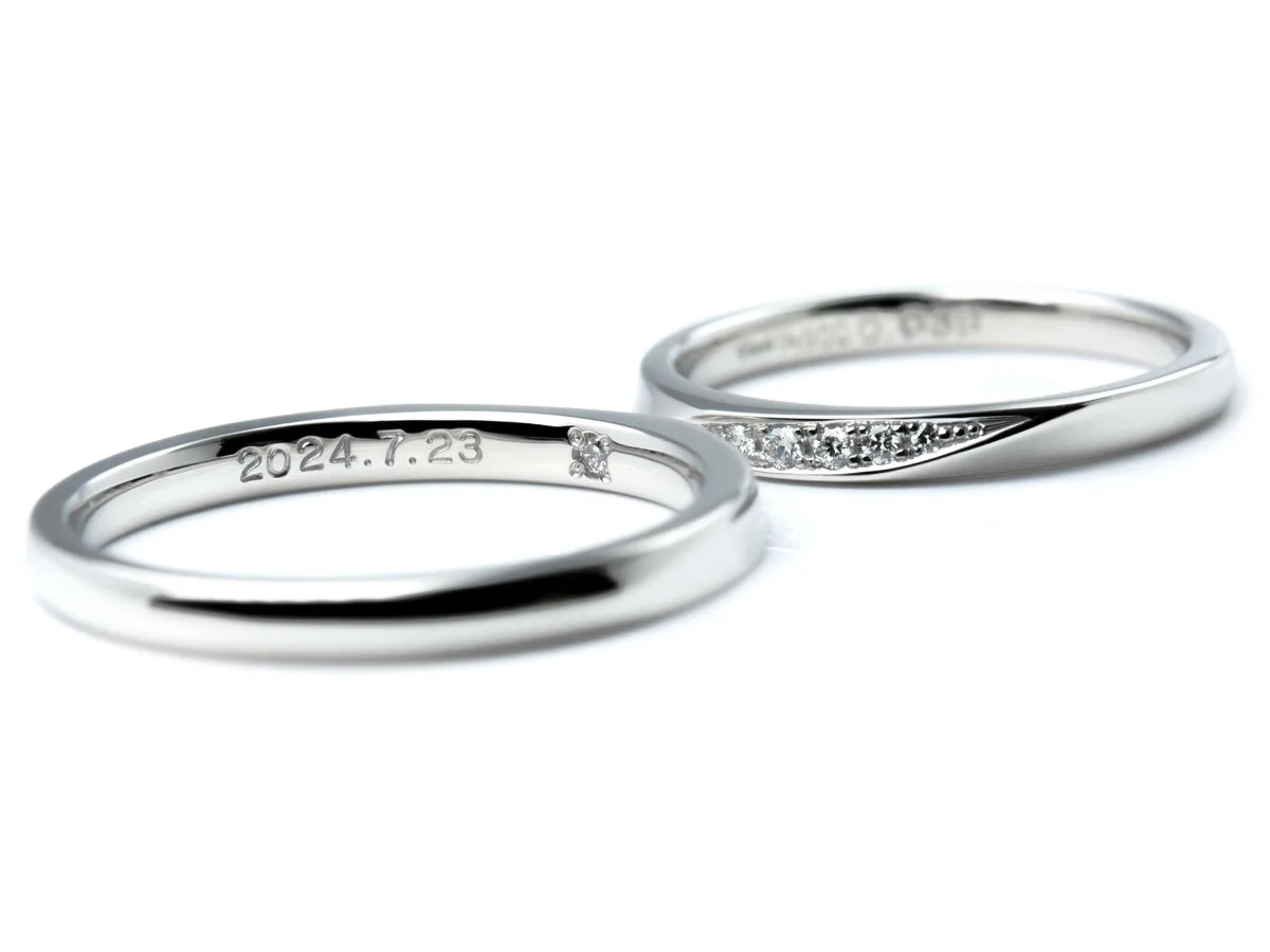 ツインダイヤをお留めしたふたひねりの結婚指輪  (2024062420000302) 2
