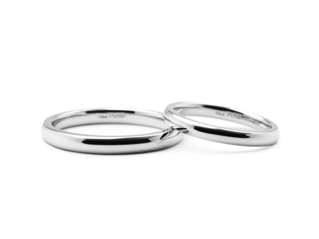 シンプルな甲丸ストレートの手作り結婚指輪 （2023122419890322）