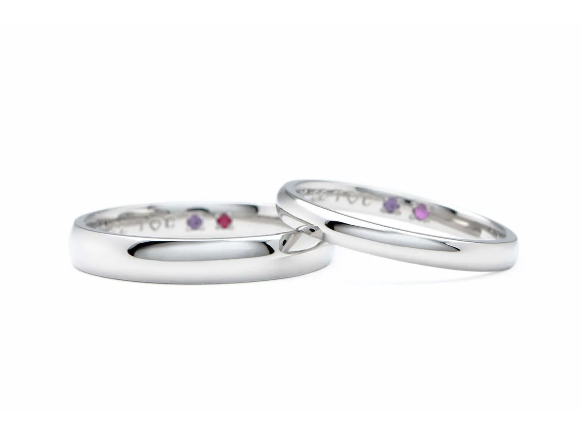 甲丸ストレートに誕生石を入れた手作り結婚指輪 (24022319930706)