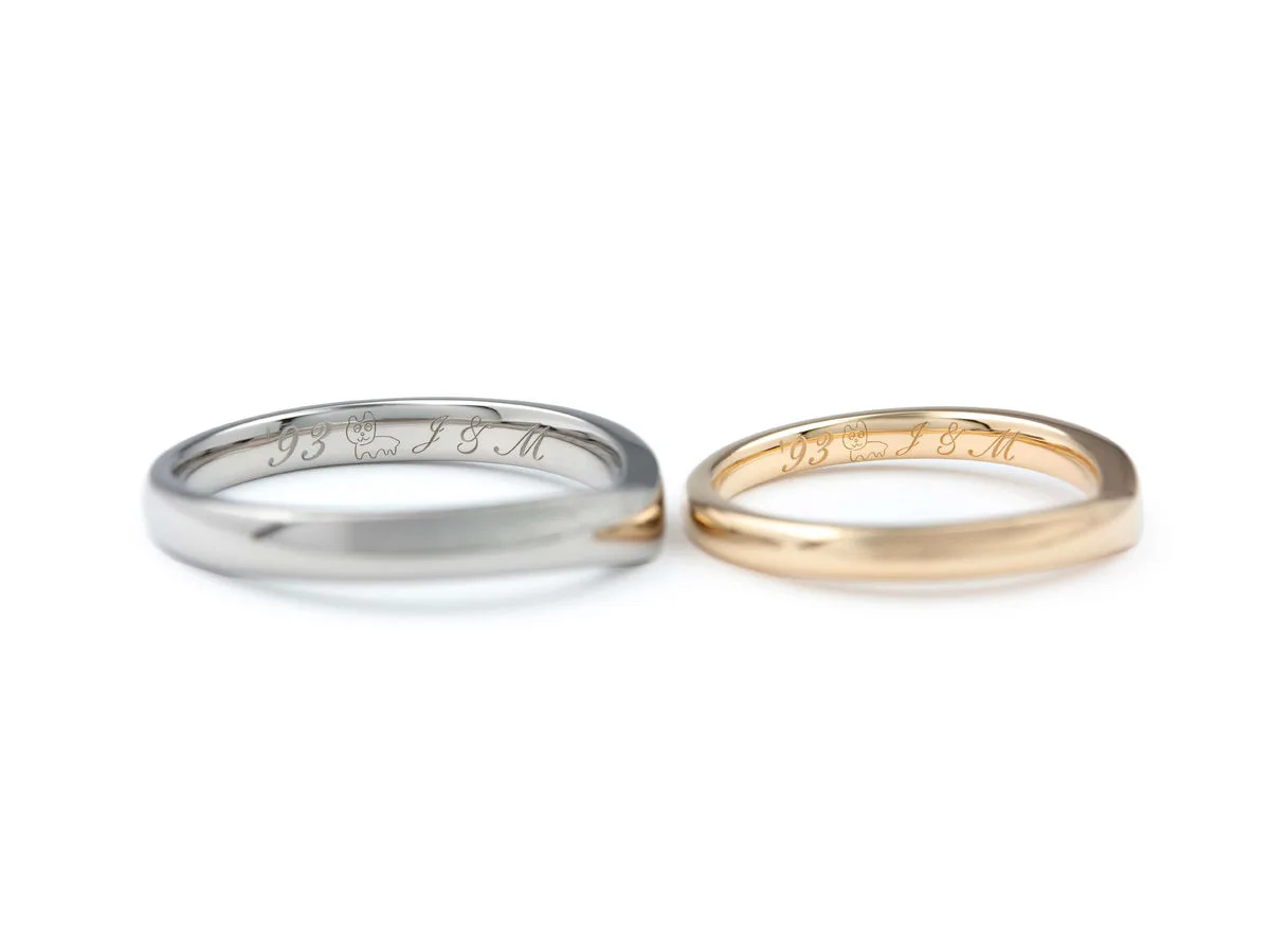 ブラックゴールドとアンティークゴールドの手作り結婚指輪 2