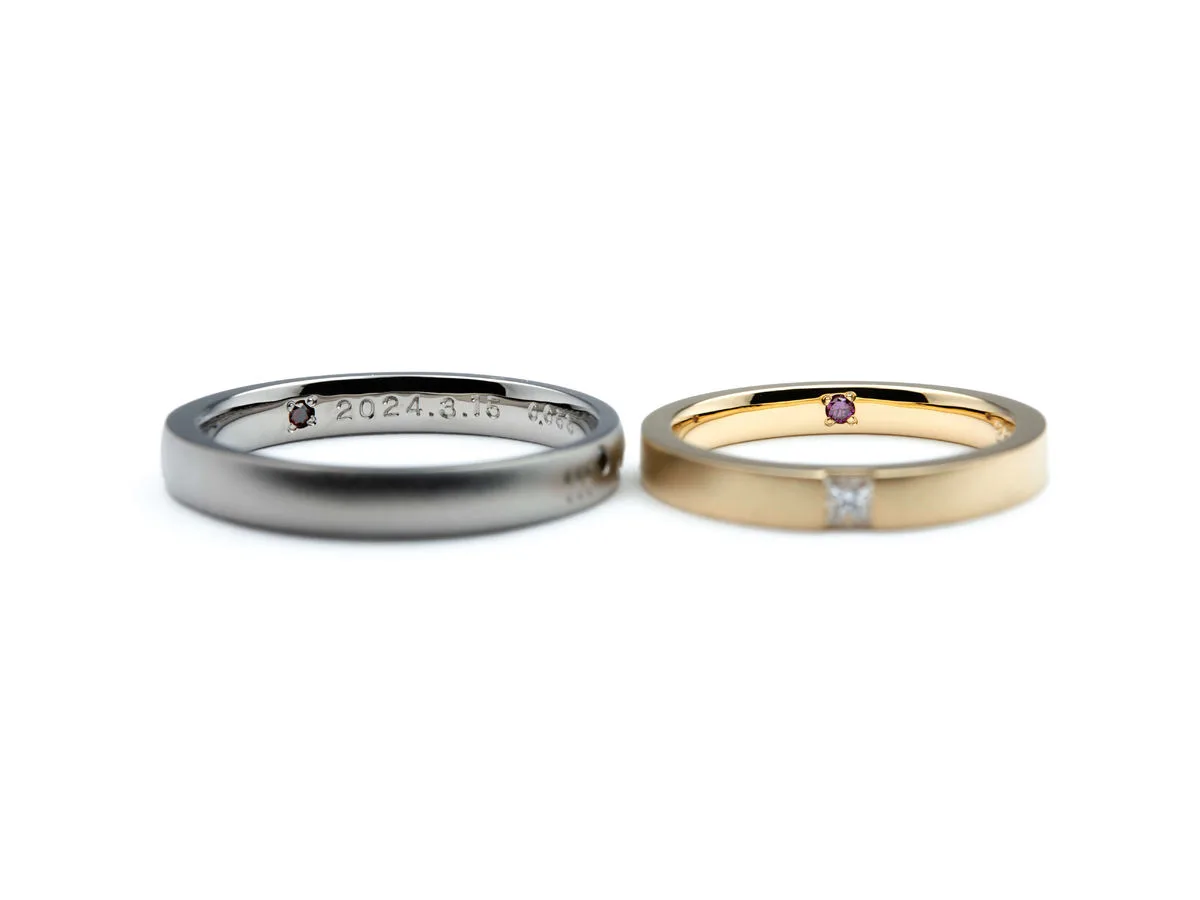 サメちゃんの結婚指輪とプリンセスカットのセットリング (24080319930112) 5