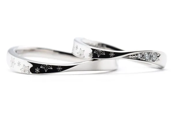 麻の葉模様の手作り結婚指輪